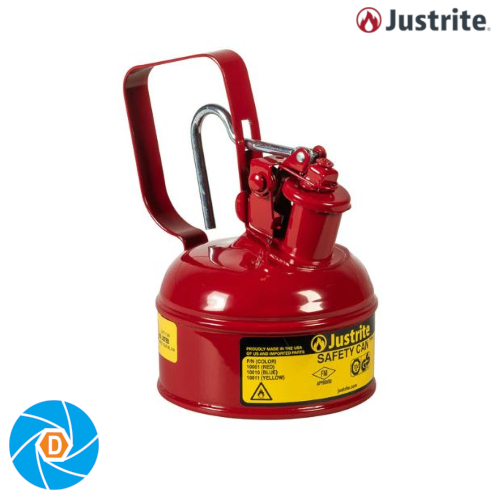 JUSTRITE 10001, 1 Pint Steel Safety Can For Flammables, Type I, Flame Arrester, Trigger-Handle, Red