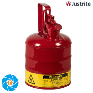JUSTRITE 10301, 1 Gallon Steel Safety Can For Flammables, Type I, Flame Arrester, Trigger-Handle, Red