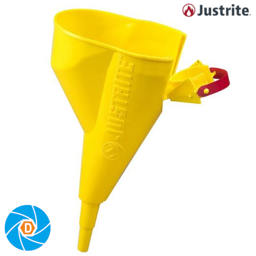 JUSTRITE 11202Y Funnel for Steel Type I Safety Cans Only, 1 Gallon and Above, Polyethylene, Yellow
