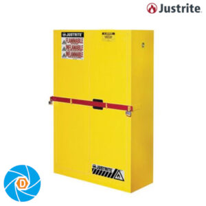 JUSTRITE 29884Y 45 Gallon, 2 Shelves, 2 Doors, Manual Close, Flammable Cabinet, High Security With Steel Bar, Yellow