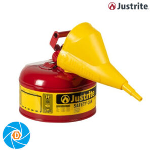 JUSTRITE 7110110 1 Gallon Steel Safety Can for Flammables, Type I, Funnel, Flame Arrester, Red