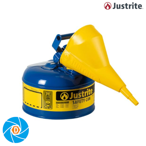 JUSTRITE 7110310 1 Gallon Steel Safety Can for Kerosene, Type I, Funnel, Flame Arrester, Blue