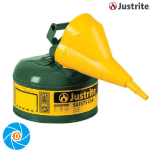 JUSTRITE 7110410 1 Gallon Steel Safety Can for Oil, Type I, Funnel, Flame Arrester, Green