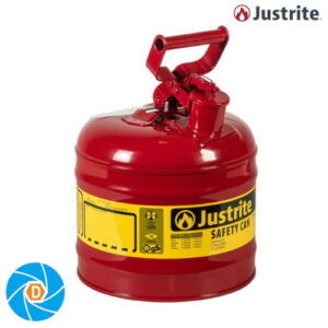 JUSTRITE 7120100 2 Gallon Steel Safety Can for Flammables, Type I, Flame Arrester, Red