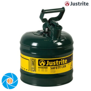 JUSTRITE 7120400 2 Gallon Steel Safety Can for Oil, Type I, Flame Arrester, Green