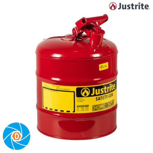 JUSTRITE 7150100 5 Gallon Steel Safety Can for Flammables, Type I, Flame Arrester, Red
