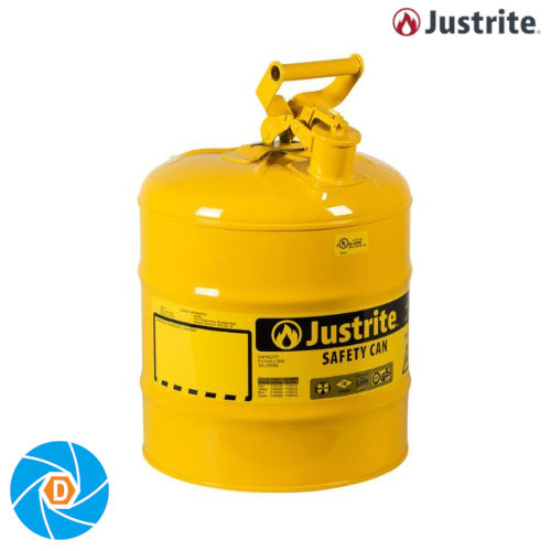 JUSTRITE 7150200 5 Gallon Steel Safety Can for Diesel, Type I, Flame Arrester, Yellow