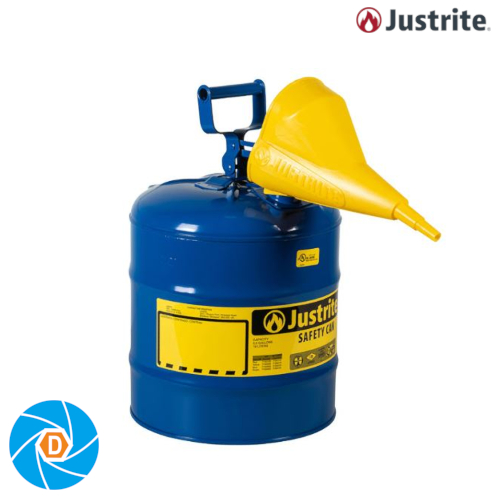 JUSTRITE 7150310 5 Gallon Steel Safety Can for Kerosene, Type I, Funnel, Flame Arrester, Blue