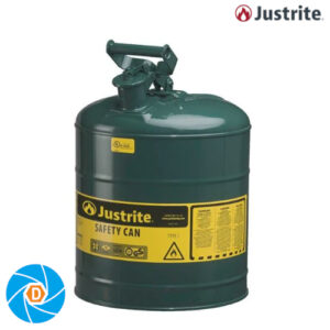 JUSTRITE 7150400 5 Gallon Steel Safety Can for Oil, Type I, Flame Arrester, Green