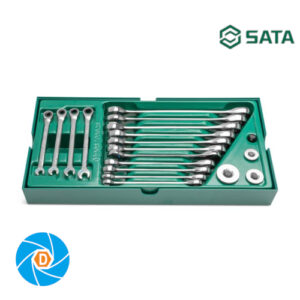 SATA 19 Pc. Metric Double Ratcheting Combination Wrench Tray Set ST08028